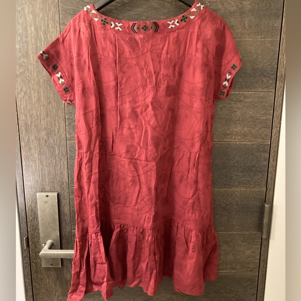 JOHNNY WAS🌻 JADE Sheer Embroidered Lace Up Mini Dress - Picture 9 of 15